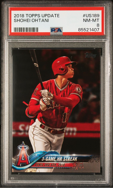2018 Topps Update Shohei Ohtani 3-Game HR Streak #US189 PSA 8
