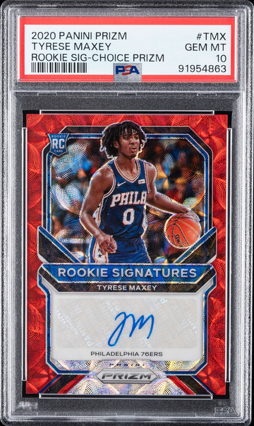 2020 Prizm Tyrese Maxey Choice Red PSA 10 Auto Rookie Signatures #TMX