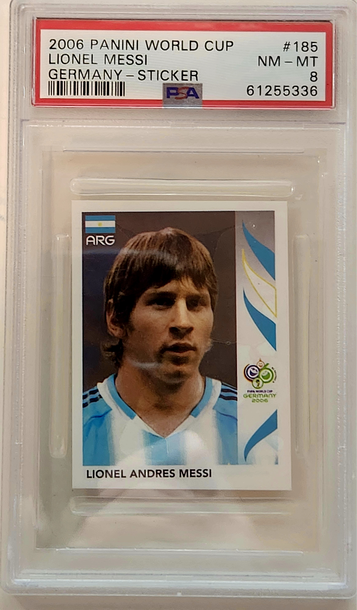 2006 Panini World Cup Lionel Messi Germany Sticker PSA 8 #185