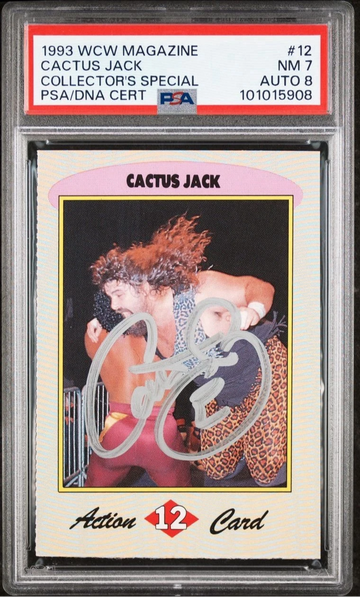 1993 WCW Magazine #12 Cactus Jack PSA 7 NM Auto 8 Signed Rookie Mick Foley DNA