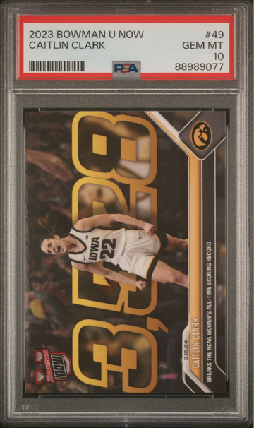 2023 Bowman University Caitlin Clark Breaks NCAA Women’s All-Time Scoring Record PSA 10 Gem Mint