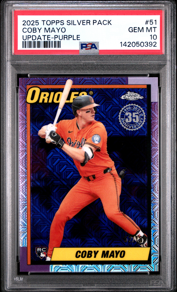 2025 Topps Update Coby Mayo 1990 Chrome Silver Pack /75  PSA 10