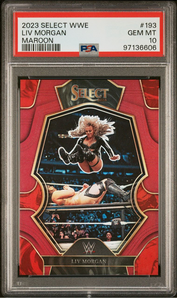 2023 Select WWE Liv Morgan Maroon Premier Level Prizm Gem Mint PSA 10