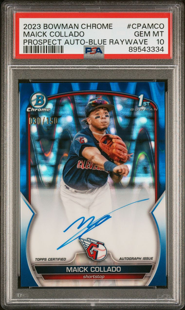 2023 Bowman Chrome Maick Collado Blue Ray Wave 1st Auto Gem Mint PSA 10 