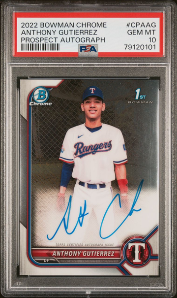 2022 Bowman Chrome Anthony Gutierrez 1st Bowman Auto Gem Mint PSA 10