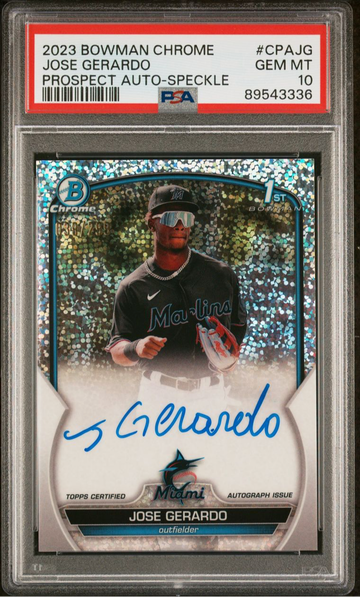 2023 Bowman Chrome Jose Gerardo 1st Speckle Refractor Auto Gem Mint PSA 10