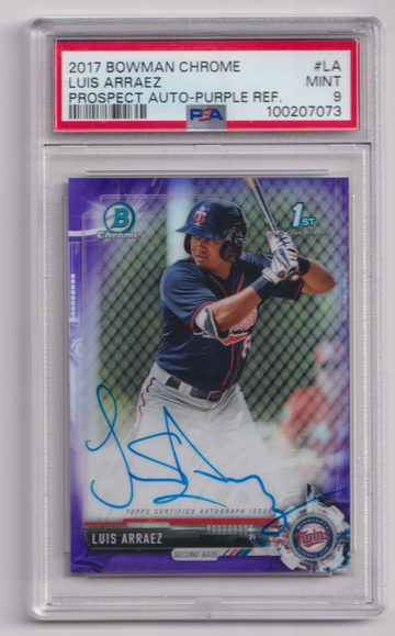 2017 Bowman Chrome Luis Arraez prospect auto purple refractor