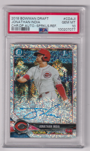 2018 Jonathan India Bowman Draft Chrome Auto Refs Sparkle #CDA-JI Rookie /71