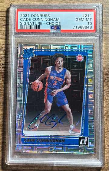 2021-22 Cade Cunningham Donruss Rookie Choice Mojo Auto PSA 10 #211 RC Signature