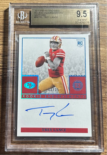 2021 Trey Lance Panini Encased Rookie Endorsements Auto Sapphire /35 BGS 9.5 10 Autograph RC SP