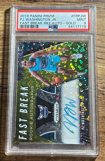 2019-20 PJ Washington Panini Prizm Fast Break Disco Gold Rookie Auto /10 PSA 9 Autograph RC SP