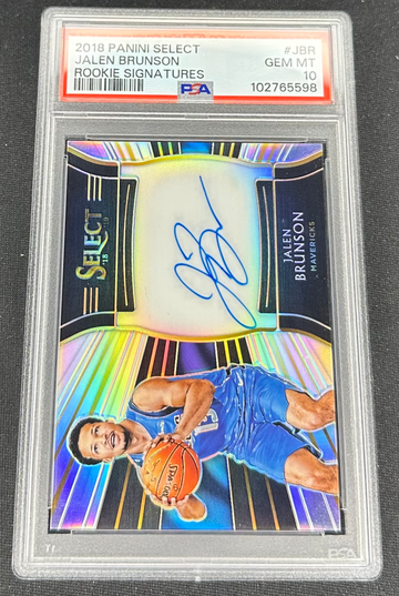 2018 Jalen Brunson Select Rookie Signatures Prizm Silver Auto /199 PSA 10 RC SP Autograph on card