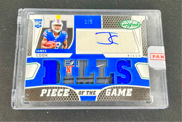 2022 James Cook Certified Rookie Patch Auto Tag Nike Green /5 RPA SEALED Piece Of the Game Autograph RC SP