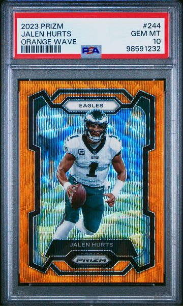 2023 Jalen Hurts Panini Prizm Orange Wave 20/60 PSA 10 GEM #244 SP