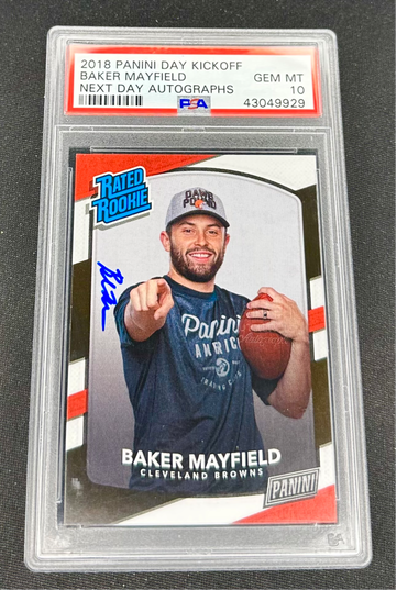 2018 Baker Mayfield Panini Next Day Kickoff Rated Rookie Auto PSA 10 Autographs Personal Edition RC SP