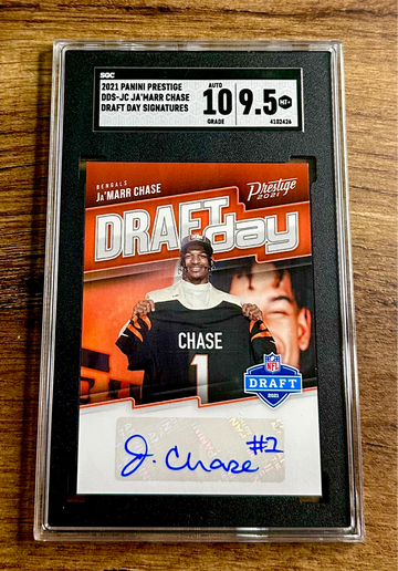 2021 Ja’Marr Chase Panini Prestige Draft Day Rookie Auto SGC 9.5 10 Signatures Jamarr Autograph RC