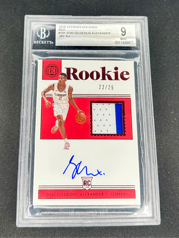 2018 Shai Gilgeous Alexander Panini Encased Rookie Patch Auto Red RPA /25 BGS 9 10 #191 Autograph Jersey SGA