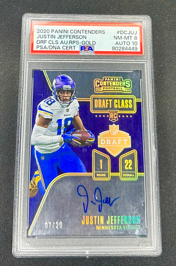 2020 Justin Jefferson Panini Contenders Draft Class Gold Rookie Auto /20 PSA 8 10 RPS Autograph Signature