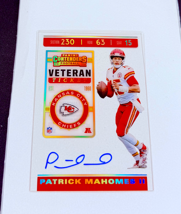 2019 Patrick Mahomes Panini Contenders Veteran Ticket Clear Gold Auto 3/10 Acetate SP Autograph