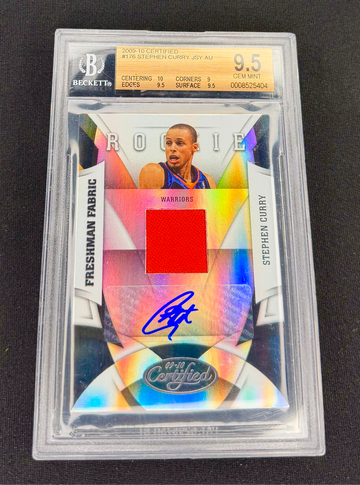 2009 Stephen Curry Certified Rookie Freshman Fabric Patch Jersey Auto RPA /399 BGS 9.5 10 #176 Autograph
