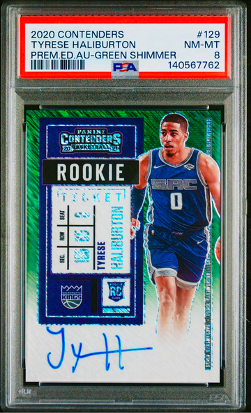 2020 Tyrese Haliburton Contenders Green Shimmer Prizm Rookie Auto PSA 8 #129 Autograph Premium Edition