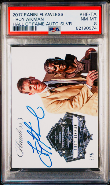 2017 Troy Aikman Panini Flawless Hall Of Fame Silver Auto Introduction /5 PSA 8 Autograph SP