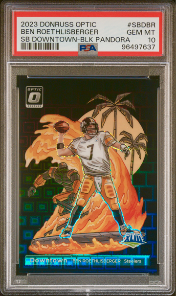 2023 Ben Roethlisberger Panini Donruss Optic Downtown Black Pandora Prizm /25 PSA 10 SB Super Bowl SP