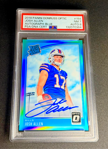 2018 Josh Allen Panini Donruss Optic Blue Rated Rookie Auto Prizm /75 PSA 7 8 #154 Aqua Autograph RC SP