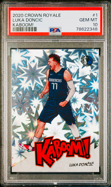 2020 Luka Doncic Panini Crown Royale Kaboom Vertical Holo PSA 10 #1 KABOOM! SP GEM