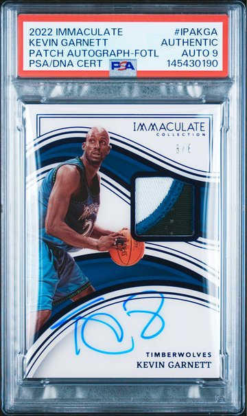 2022 Kevin Garnett Panini Immaculate Purple FOTL Patch Jersey Auto /8 PSA AUTH 9 Autograph