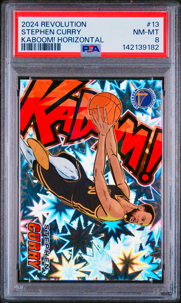 2024 Stephen Curry Panini Revolution Kaboom Horizontal Holo PSA 8 #13 KABOOM! SP
