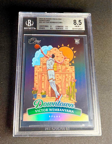 2023 Victor Wembanyama Panini One And One Downtown Rookie Vertical BGS 8.5 #22 Holo SP RC