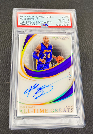 2018 Kobe Bryant Panini Immaculate All Time Greats Auto /99 PSA 8 9 Autograph SP Signature