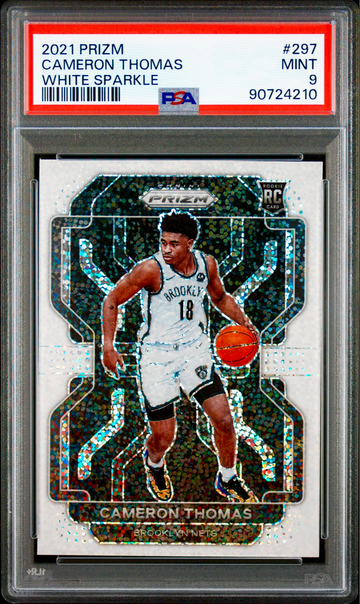 2021 Cameron Thomas Panini Prizm White Sparkle Rookie PSA 9 #297 Color Match SP RC
