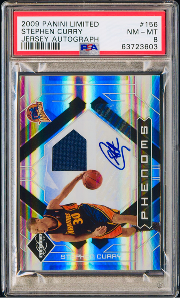 2009 Stephen Curry Panini Limited Phenoms Rookie Patch Jersey Auto /299 RPA PSA 8 #156 Autograph Silver