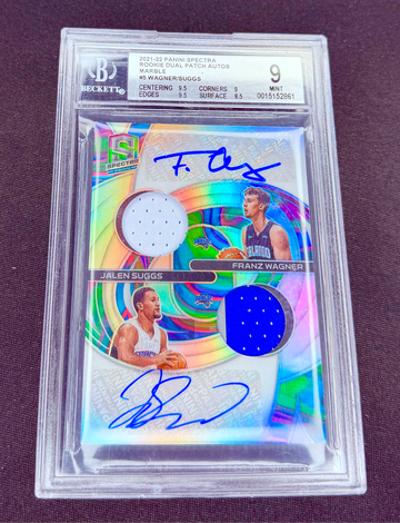 2021 Franz Wagner Jalen Suggs Spectra Marble Prizm Rookie Patch Auto /5 BGS 9 SP RPA Autograph Dual