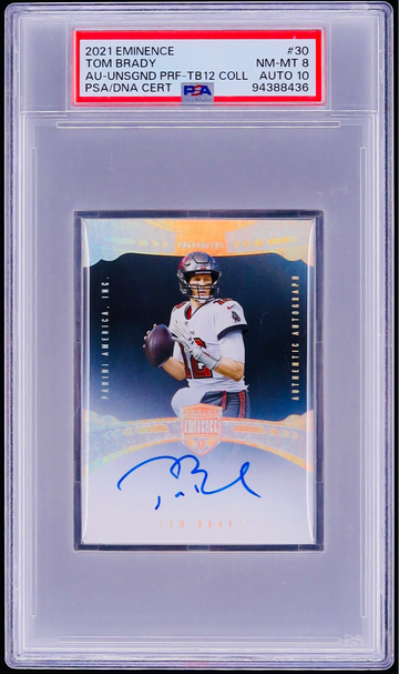 2021 Tom Brady Panini Eminence Silver Auto PSA 8 10 TB12 Collection Autograph Proof #30 Authentic