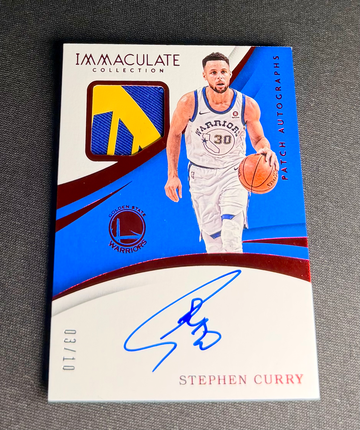 2017 Stephen Curry Panini Immaculate Red Ruby Patch Auto Jersey 3/10 Logo Gate Autograph SP
