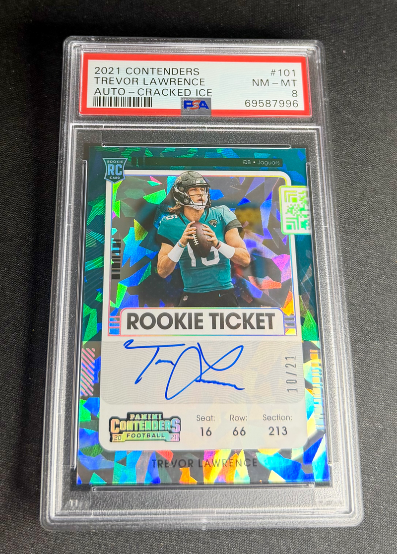 2021 Trevor Lawrence Contenders Cracked Ice Rookie Auto 10/21 PSA
