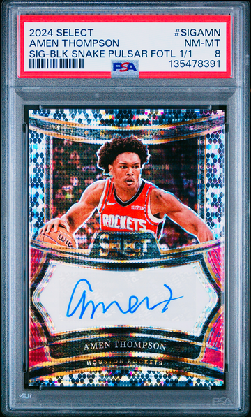 2024 Amen Thompson Select Black Snake Pulsar Prizm Signatures 1/1 PSA 8 Auto One Of One FOTL PANINI