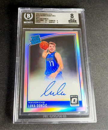 2018 Luka Doncic Panini Donruss Optic Holo Prizm Rated Rookie Auto BGS 8 10 #177 Silver Autograph RC