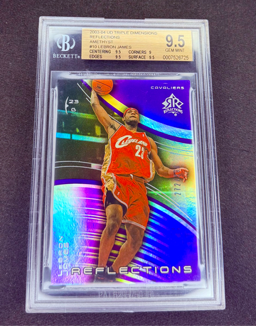 2003 LeBron James UD Reflections Triple Dimensions Amethyst Rookie /300 BGS 9.5 #10 Purple Upper Deck