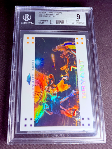 2007 Kobe Bryant Topps Chrome White Refractors 88/99 BGS 9 #24 Refractor SP RARE Horizontal