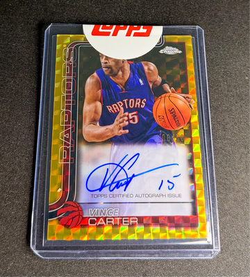 2025 Vince Carter Topps Chrome Gold Geometric Refractor Auto 8/50 SEALED SP RARE Autograph Signature