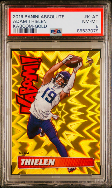 2019 Adam Thielen Panini Absolute Gold Kaboom Vertical 9/10 PSA 8 #K-AT KABOOM! SP FOOTBALL
