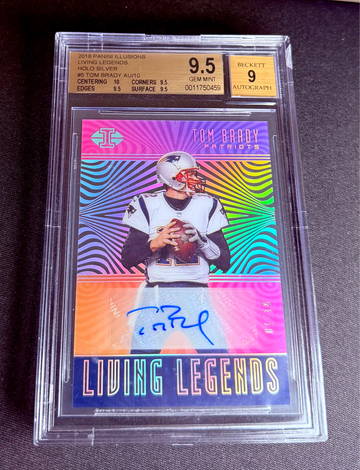 2018 Tom Brady Illusions Living Legends Holo Silver Auto 1/10 BGS 9.5 9 Panini Autograph Acetate SP
