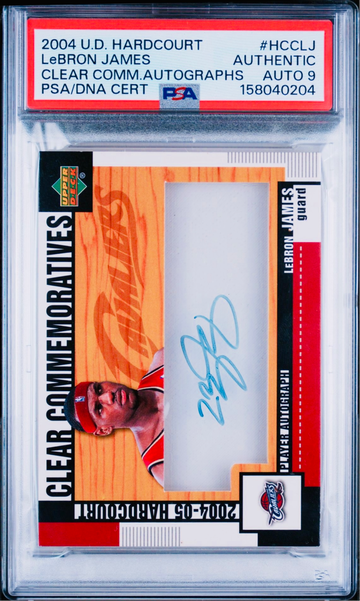 2004 LeBron James UD Hardcourt Clear Commemoratives Auto PSA AUTH 9 Autograph LJ Upper Deck Signature