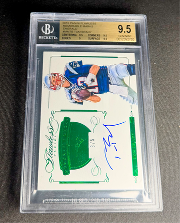 2015 Tom Brady Flawless Memorable Marks Emerald Green Auto 3/5 BGS 9.5 10 Panini Autograph Signature SP