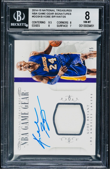 2014 Kobe Bryant National Treasures Game Gear Patch Jersey Auto /25 BGS 8 Panini Signature Autograph SP