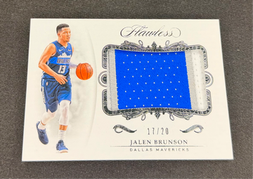 2018 Jalen Brunson Panini Flawless Silver Rookie Jumbo Patch /20 RC Game Worn SP Jersey RC